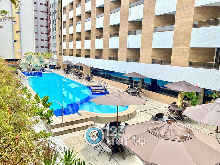 Gold Flat Cabo Branco By 123Quarto | Vista Piscina